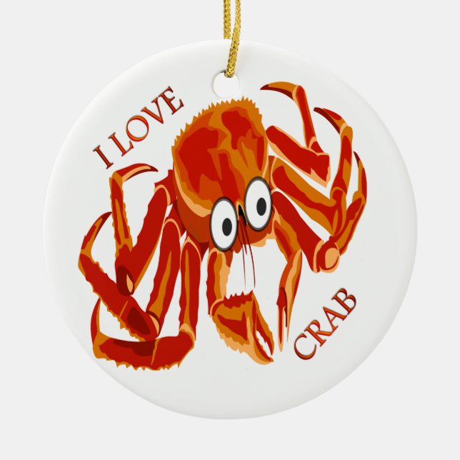 Ozeane tropische Orangenkrebse auf Weiß Keramik Ornament (Vorne)