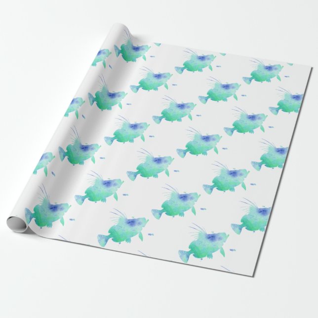Ozeanfisch-Aquaverpackung Geschenkpapier (Ungerollt)