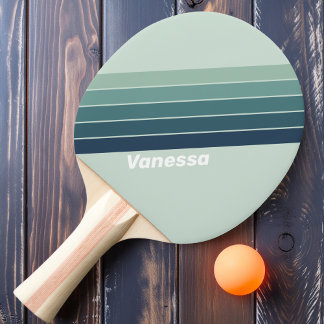 Ozeangrüne Nostalgie mit Namen gestreift Tischtennis Schläger
