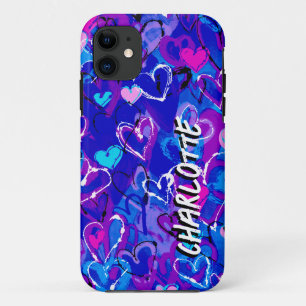 Ozeanharmonie: Graffiti Hearts Shades of Blue Case-Mate iPhone Hülle