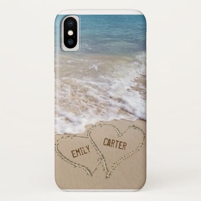 Ozeanherzen im Sand mit Namen Case-Mate iPhone Hülle (Rückseite)