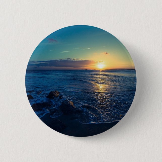 Ozeanhorizont Sonnenuntergang Button (Vorderseite)