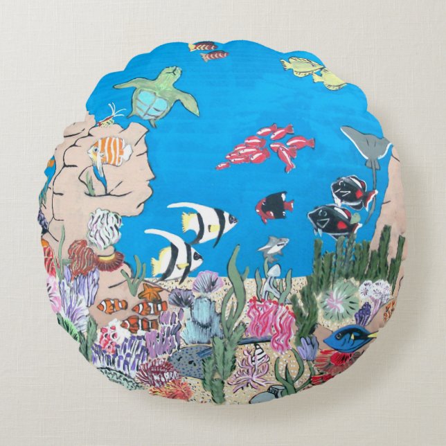 Ozeania Round Throw Kissen (Vorderseite)