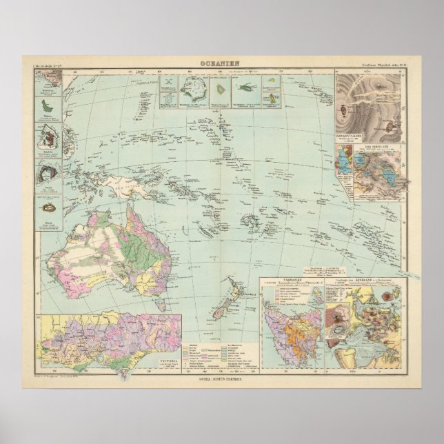 Ozeanien - Atlas-Karte Ozeaniens Poster (Vorne)
