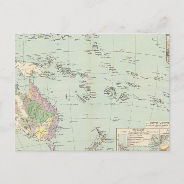 Ozeanien - Atlas-Karte Ozeaniens Postkarte (Vorderseite)