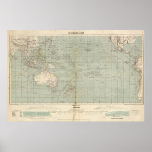 Ozeanien-Atlas-Karte Poster