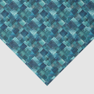Ozeanisch Blau & Türkis Bemalte Mosaik-Tissue-Papi Seidenpapier