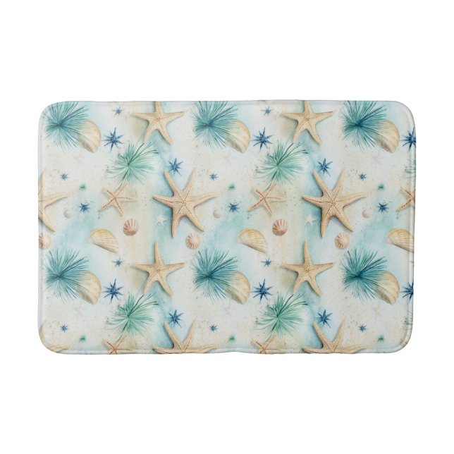 Ozeanisch Inspiriert Meeresfrüchte- und Muscheldek Badematte (Vorderseite)