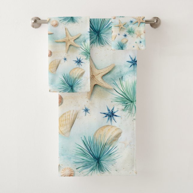 Ozeanisch Inspiriert Meeresfrüchte- und Muscheldek Badhandtuch Set (Insitu)