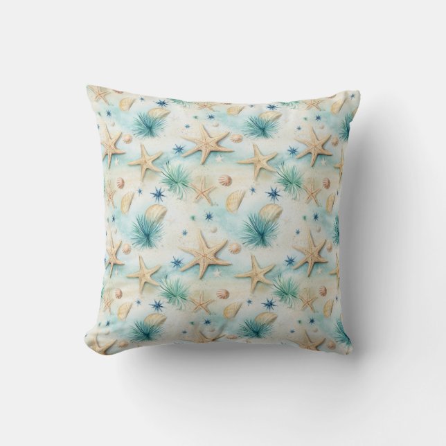 Ozeanisch Inspiriert Meeresfrüchte- und Muscheldek Kissen (Vorderseite)