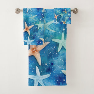 Ozeanisch Inspiriert Starfish & Seashells Blue Coa Badhandtuch Set