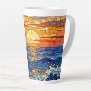 Ozeanische Küstenozeanwellen Sonnenuntergang Milchtasse