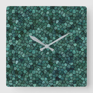 Ozeanische Mosaikkrusten-Textur abstraktes Muster Quadratische Wanduhr