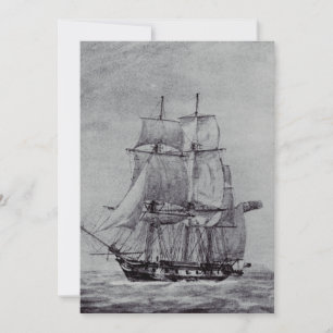 Ozeanische Trek Grafik Schiffe Fine Art Einladung