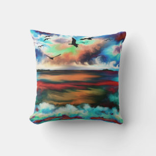 OZEANISCHE VÖGEL STRANDWASSERFARBE DURCH PILLOWS KISSEN