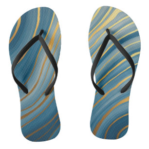 Ozeanischer Goldfluss Flip Flops