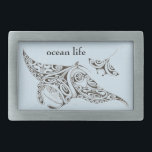 Ozeanlebenzwilling rays Mantarochen Rechteckige Gürtelschnalle<br><div class="desc">Mama und kleine Mantarochen vom Ozeanleben</div>