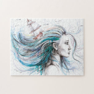 Ozeanmädchen Schöne Surrealfarben