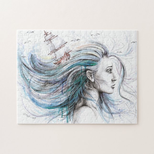 Ozeanmädchen Schöne Surrealfarben (Horizontal)
