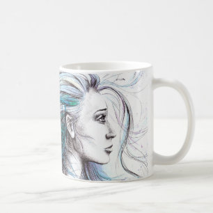 Ozeanmädchen Schöne Surrealfarben Kaffeetasse