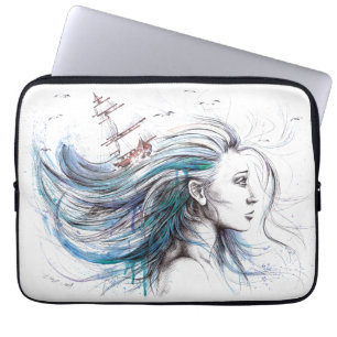 Ozeanmädchen Schöne Surrealfarben Laptopschutzhülle