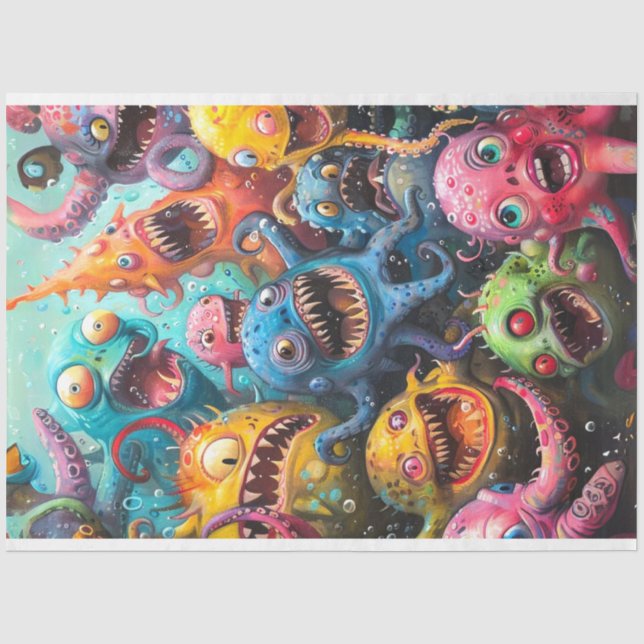 Ozeanmonster farbenfrohe Decoupage Seidenpapier (Vorderseite)