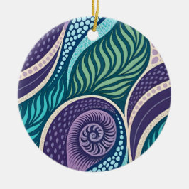 Ozeanmuschel- und Seetang-Mandala Keramik Ornament