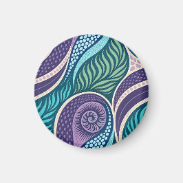 Ozeanmuschel- und Seetang-Mandala Magnet
