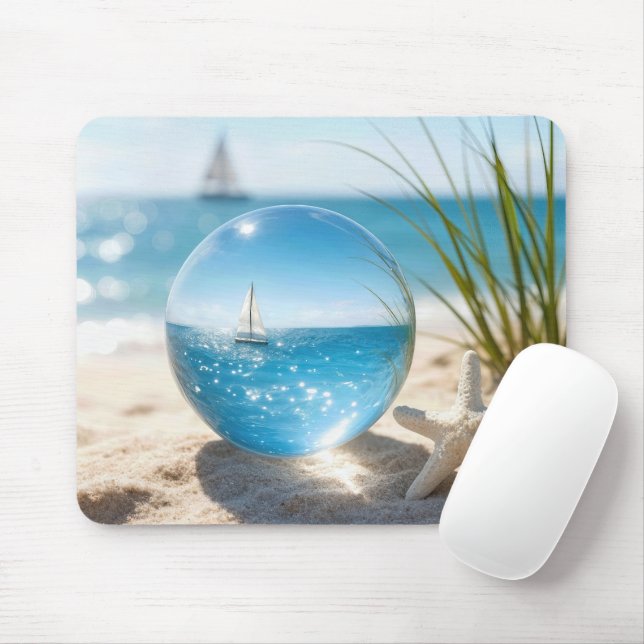 Ozeanreflexion in einer Linsenkugel Mousepad (Mit Mouse)