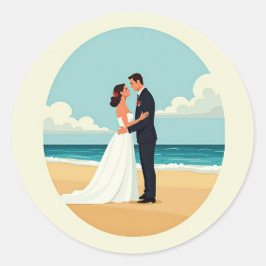 Ozeanromane-Hochzeitsticker Runder Aufkleber