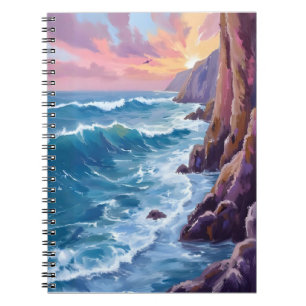 Ozeans Atem Rocky Sea Sonnenuntergang Küste Aqua Notizblock