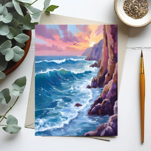 Ozeans Atem   Rocky Sea Sonnenuntergang Wasserfarb