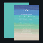 Ozeanseeadler Hochzeit Einladung<br><div class="desc">SAND, SEA & SEAGULLS WEDDING COLLECTION: Das ist ein originelles Design von La Bella Rue. Hochzeitseinladung für Ihr Hochzeitsthema am Strand. Hintergrund von Sand- und Meeresfarben mit einer Abbildung von zwei über dem Kopf fliegenden Möwen. Solide ozeanblaue Farbe auf der Rückseite. Falls das Farbschema nicht das ist, was Sie gewollt...</div>