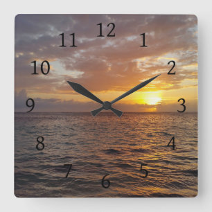 Ozeansonnenuntergang des Fotos 18 Quadratische Wanduhr