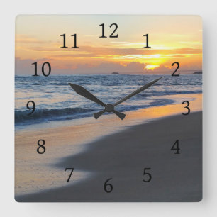 Ozeansonnenuntergang des Fotos 19 Quadratische Wanduhr