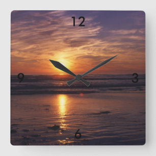 Ozeansonnenuntergang Quadratische Wanduhr