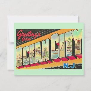 Ozeanstadt NJ Vintage Grüße Postkarte