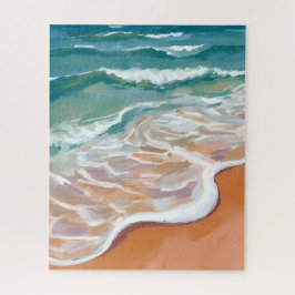 Ozeanstrand | Aqua Blaue Wellen Strand Aquarell