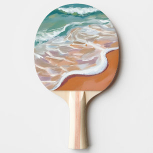 Ozeanstrand Aqua Blaue Wellen Strand Wasserfarbe Tischtennis Schläger