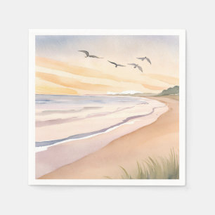 Ozeanstrand Helle luftige Aquarellmalerei Serviette