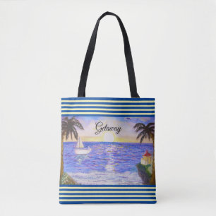 Ozeanstrand Landschaft und Yacht Tasche