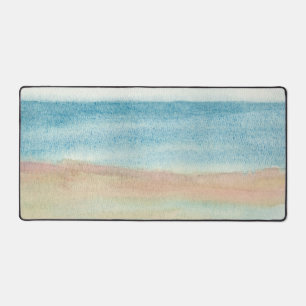 Ozeanstrand-Sand-Nebeliger-Himmel-Aquarell-Seeland Schreibtischunterlage