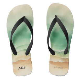Ozeanstrand SOMMER Aquarell Elegant Flip Flops