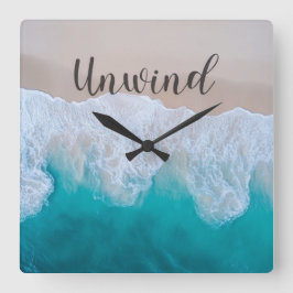 Ozeanstrand-Wanduhr "Unwind" Quadratische Wanduhr