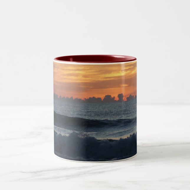 OzeanstrandsonnenaufgangfarbFoto-Kaffee-Tasse Zweifarbige Tasse (Mittel)