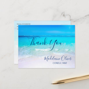 Ozeanszene Sommer Strand Blau Danke  Postkarte
