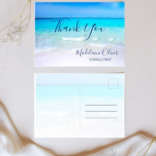 Ozeanszene Sommerstrand  Blau Danke   Postkarte