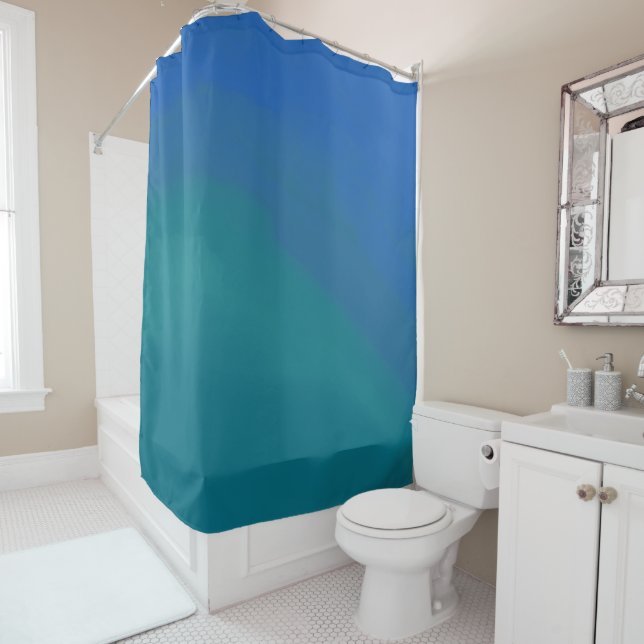 Ozeantide Blau und Grün Minimalistisch Duschvorhang (Beispiel)