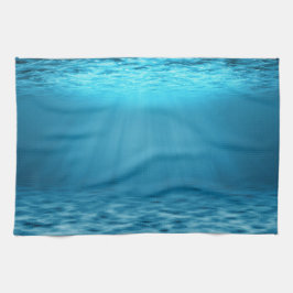 Ozeantiefen Blau Unterwasser mit Sonnenstrahlen Geschirrtuch