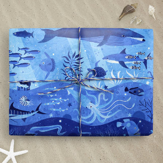 Ozeantiefenzonen - Unterwassertiere L Geschenkpapier